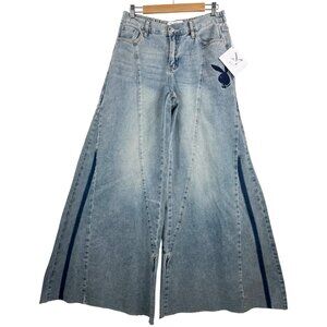 Playboy Super wide flare jeans embroidered retro 90s Junior sz 7